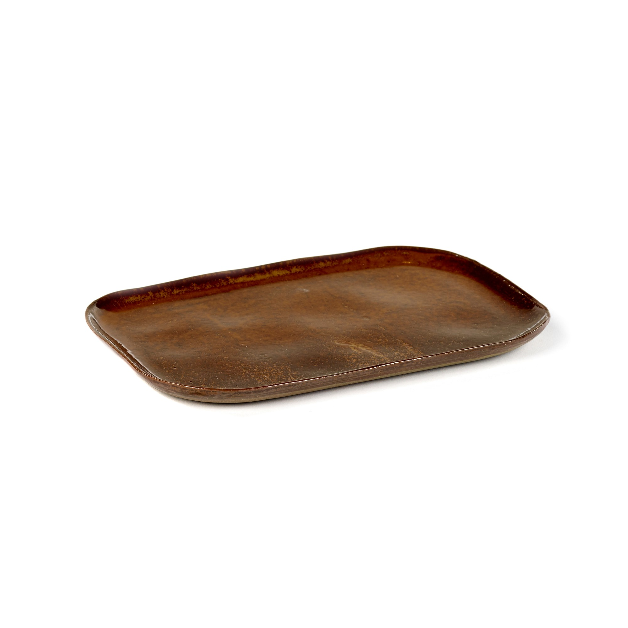Set of 4 large rectangular plate, H1 x W15cm, Serax, La Nouvelle, Brown