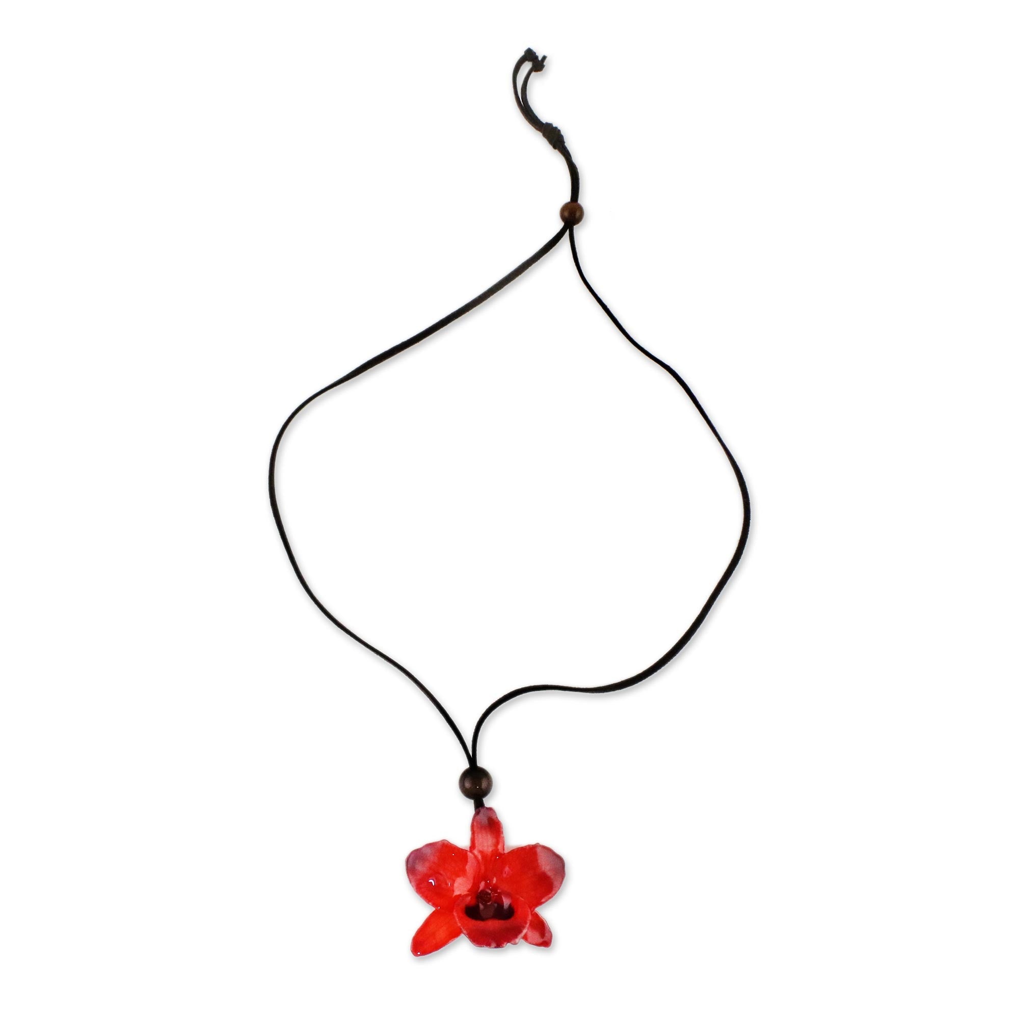 Adjustable Natural Orchid Necklace in Ruby from Thailand - Natural Feeling in Ruby