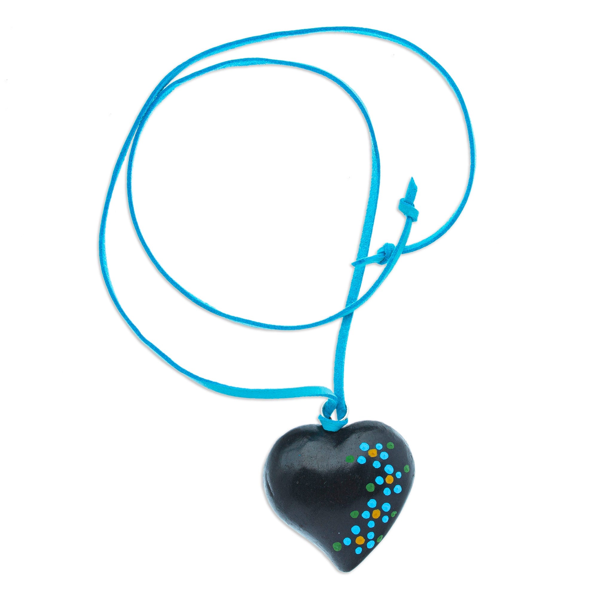 Handmade Heart-shaped Ceramic Pendant Necklace in Black - Heart and Harmony
