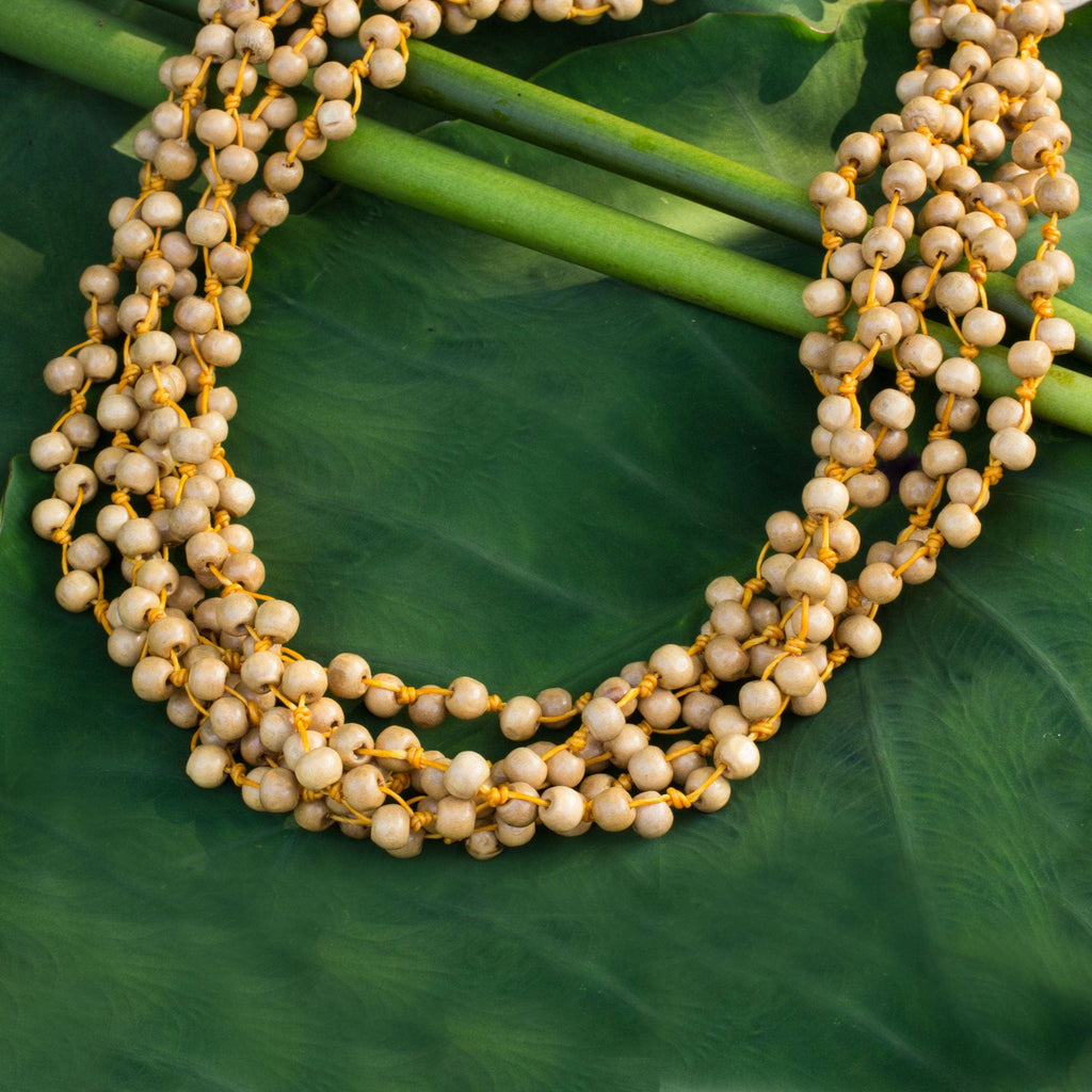 Fair Trade Artisan Crafted Wood Torsade Necklace - In Nature